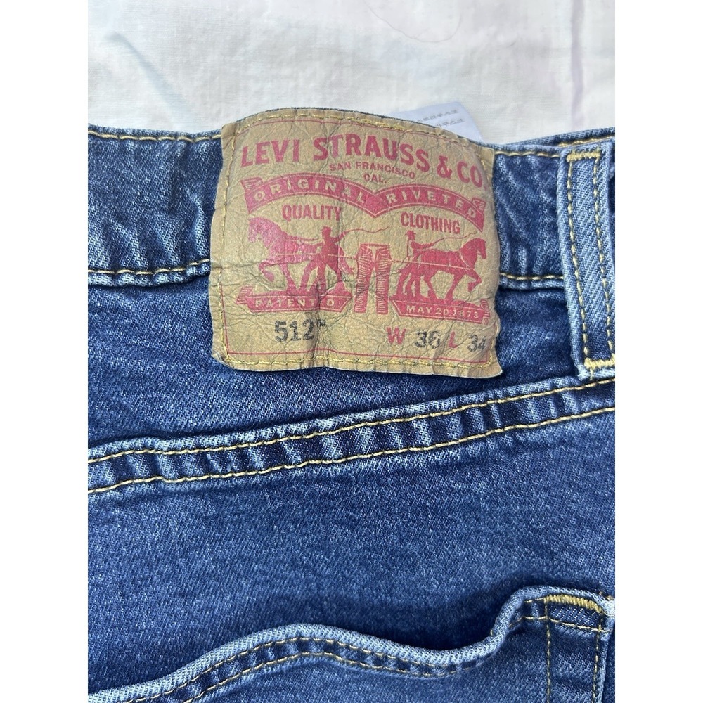 men's levi's dark wash jeans 512 Sz 36x34 Straight - Picture 2 of 11